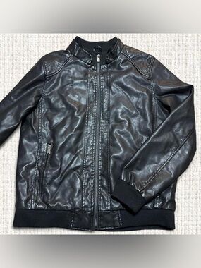 Black Faux Leather Jacket with Sherpa Interior